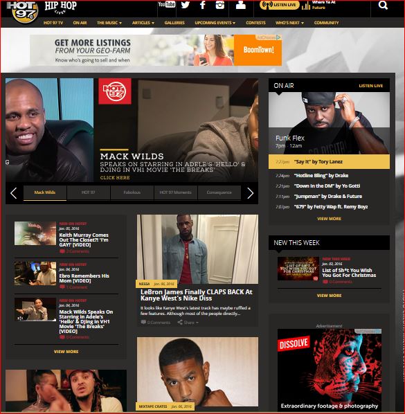 d edged home page on Hot97
